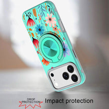 For iPhone 17 Pro Max Case Printed Design Bling 360 Stand Cover + Tempered Glass
