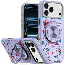 For iPhone 17 Pro Max Case Printed Design Bling 360 Stand Cover + Tempered Glass