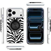 For iPhone 17 Pro Max Case Printed Design Bling 360 Stand Cover + Tempered Glass