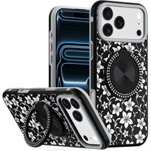 For iPhone 17 Pro Max Case Printed Design Bling 360 Stand Cover + Tempered Glass