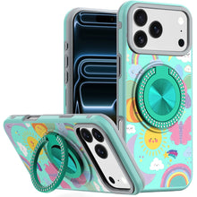 For iPhone 17 Pro Max Case Printed Design Bling 360 Stand Cover + Tempered Glass