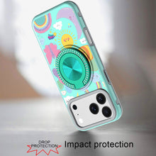 For iPhone 17 Pro Max Case Printed Design Bling 360 Stand Cover + Tempered Glass