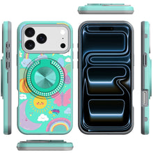 For iPhone 17 Pro Max Case Printed Design Bling 360 Stand Cover + Tempered Glass