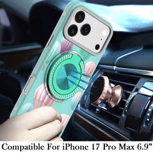 For iPhone 17 Pro Max Case Printed Design Bling 360 Stand Cover + Tempered Glass