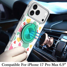 For iPhone 17 Pro Max Case Printed Design Bling 360 Stand Cover + Tempered Glass