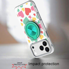 For iPhone 17 Pro Max Case Printed Design Bling 360 Stand Cover + Tempered Glass