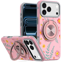 For iPhone 17 Pro Max Case Printed Design Bling 360 Stand Cover + Tempered Glass