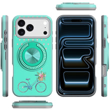 For iPhone 17 Pro Max Case Printed Design Bling 360 Stand Cover + Tempered Glass