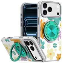 For iPhone 17 Pro Max Case Printed Design Bling 360 Stand Cover + Tempered Glass