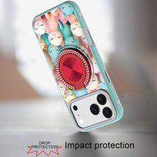 For iPhone 17 PRO Case Printed Design with 360 Ring Bling Stand + Tempered Glass