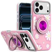 For iPhone 17 PRO Case Printed Design with 360 Ring Bling Stand + Tempered Glass