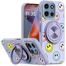 For Moto G 2025 Case Printed Design Magnetic Bling Ring Stand + Tempered Glass