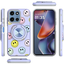 For Moto G 2025 Case Printed Design Magnetic Bling Ring Stand + Tempered Glass