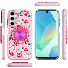 For Samsung A16 5G Case Printed Design w/ 360 Bling Stand Cover + Tempered Glass