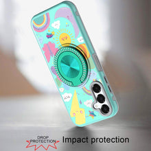 For Samsung A16 5G Case Printed Design w/ 360 Bling Stand Cover + Tempered Glass