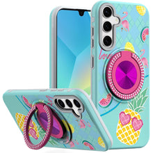 For Samsung A16 5G Case Printed Design Magnetic Bling Ring Stand +Tempered Glass