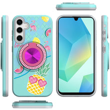 For Samsung A16 5G Case Printed Design w/ 360 Bling Stand Cover + Tempered Glass