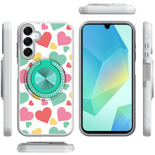 For Samsung A16 5G Case Printed Design w/ 360 Bling Stand Cover + Tempered Glass