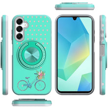 For Samsung A16 5G Case Printed Design w/ 360 Bling Stand Cover + Tempered Glass