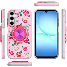 For Samsung A17 5G Case Printed Magnetic Bling Ring Stand Cover + Tempered Glass