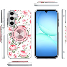 For Samsung A17 5G Case Printed Magnetic Bling Ring Stand Cover + Tempered Glass
