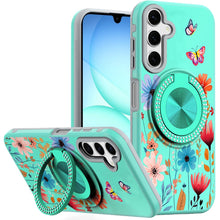 For Samsung A17 5G Case Printed Magnetic Bling Ring Stand Cover + Tempered Glass