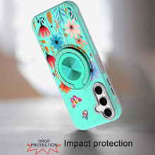For Samsung A17 5G Case Printed Magnetic Bling Ring Stand Cover + Tempered Glass