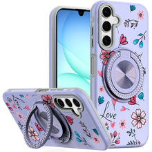For Samsung A17 5G Case Printed Magnetic Bling Ring Stand Cover + Tempered Glass