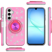 For Samsung A17 5G Case Printed Magnetic Bling Ring Stand Cover + Tempered Glass