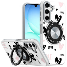 For Samsung A17 5G Case Printed Magnetic Bling Ring Stand Cover + Tempered Glass
