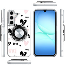 For Samsung A17 5G Case Printed Magnetic Bling Ring Stand Cover + Tempered Glass