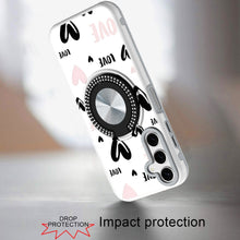 For Samsung A17 5G Case Printed Magnetic Bling Ring Stand Cover + Tempered Glass