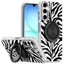 For Samsung A17 5G Case Printed Magnetic Bling Ring Stand Cover + Tempered Glass