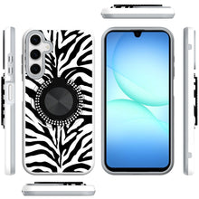 For Samsung A17 5G Case Printed Magnetic Bling Ring Stand Cover + Tempered Glass