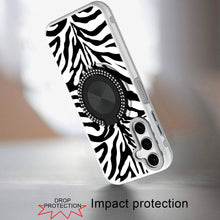 For Samsung A17 5G Case Printed Magnetic Bling Ring Stand Cover + Tempered Glass