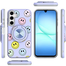 For Samsung A17 5G Case Printed Magnetic Bling Ring Stand Cover + Tempered Glass