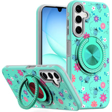 For Samsung A17 5G Case Printed Magnetic Bling Ring Stand Cover + Tempered Glass