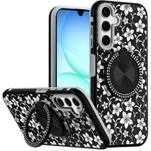 For Samsung A17 5G Case Printed Magnetic Bling Ring Stand Cover + Tempered Glass