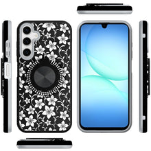 For Samsung A17 5G Case Printed Magnetic Bling Ring Stand Cover + Tempered Glass