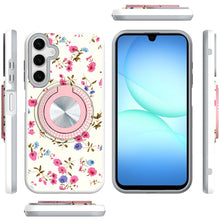 For Samsung A17 5G Case Printed Magnetic Bling Ring Stand Cover + Tempered Glass