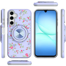 For Samsung A17 5G Case Printed Magnetic Bling Ring Stand Cover + Tempered Glass