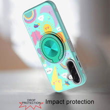For Samsung A17 5G Case Printed Magnetic Bling Ring Stand Cover + Tempered Glass