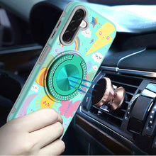 For Samsung A17 5G Case Printed Magnetic Bling Ring Stand Cover + Tempered Glass