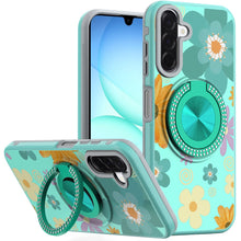For Samsung A17 5G Case Printed Magnetic Bling Ring Stand Cover + Tempered Glass