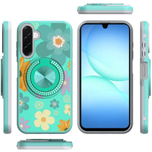 For Samsung A17 5G Case Printed Magnetic Bling Ring Stand Cover + Tempered Glass