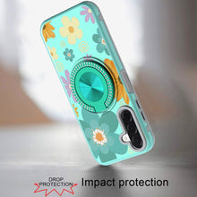 For Samsung A17 5G Case Printed Magnetic Bling Ring Stand Cover + Tempered Glass