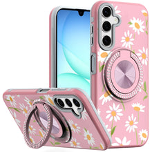 For Samsung A17 5G Case Printed Magnetic Bling Ring Stand Cover + Tempered Glass