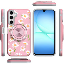 For Samsung A17 5G Case Printed Magnetic Bling Ring Stand Cover + Tempered Glass