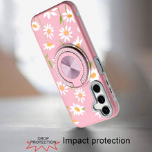 For Samsung A17 5G Case Printed Magnetic Bling Ring Stand Cover + Tempered Glass