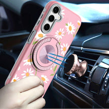 For Samsung A17 5G Case Printed Magnetic Bling Ring Stand Cover + Tempered Glass